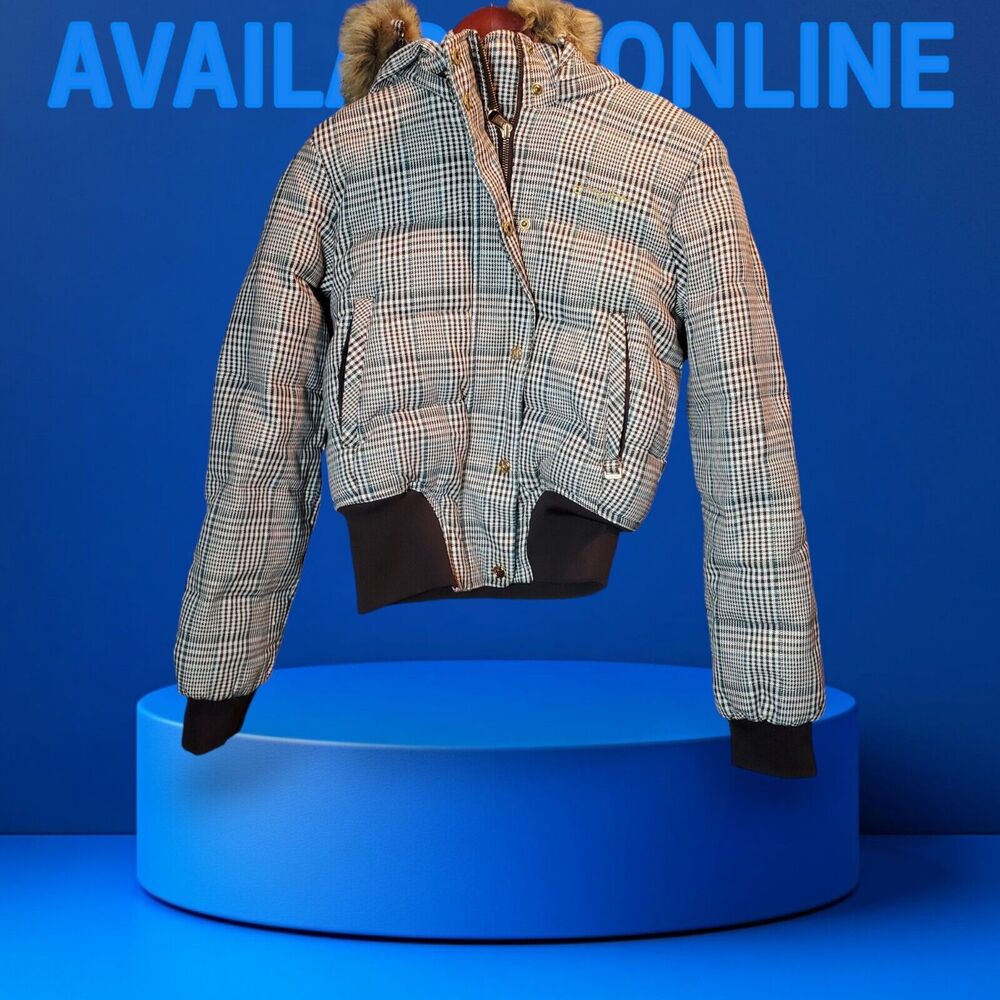 sean john Wms Sz Small Multi Color Plaid Down Fill Coat